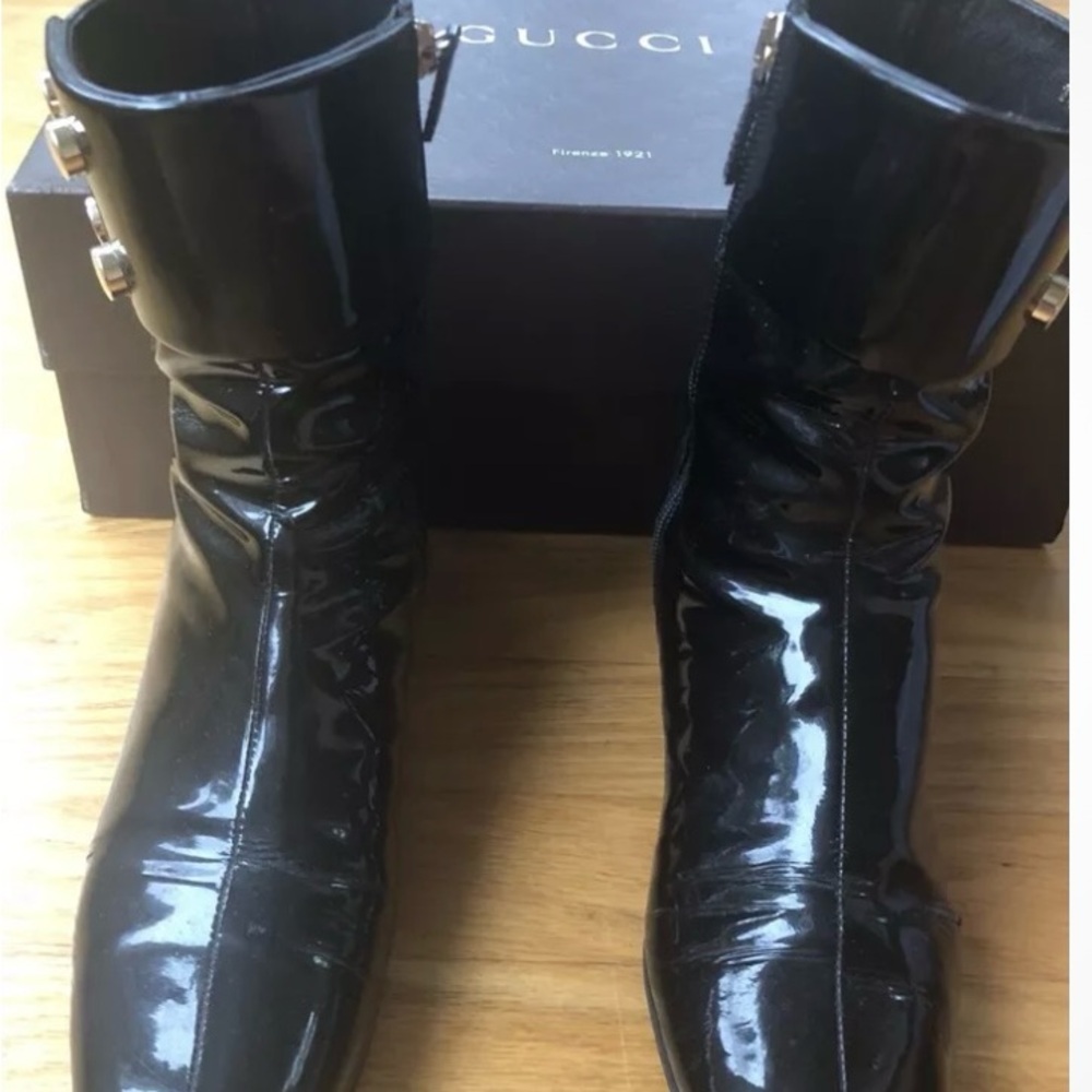 Gucci black pant leather 2 inch booties in the box - Picture 5 of 12